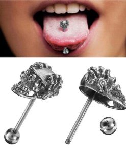 1Piece Human Skeleton Of Tongue Ring - side view